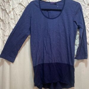 FRESH PRODUCE‎ Blue Cotton Button Back Scoop Neck Tunic top